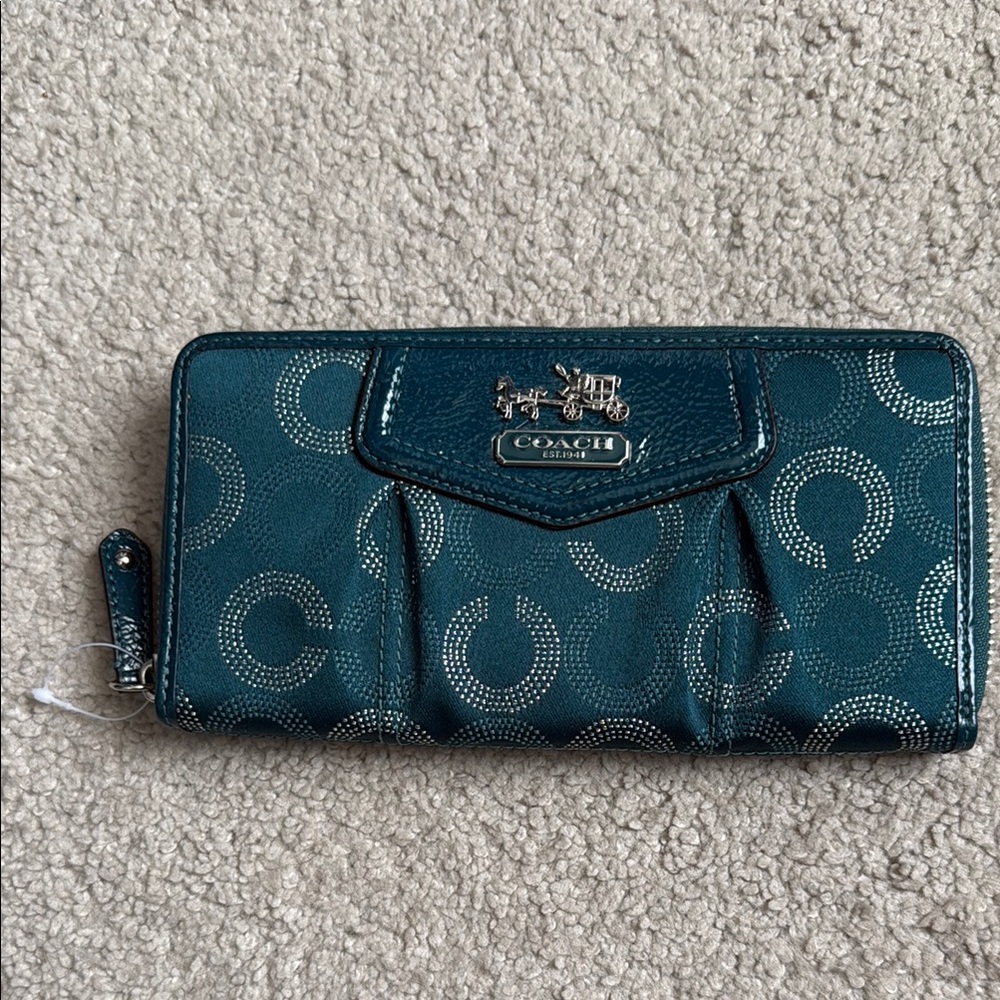 Coach Madison Teal Wallet with Iconic Logo